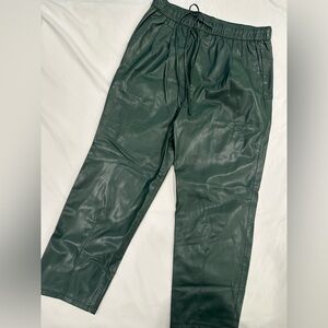 Zara Women's Dark Green Faux Leather Pants